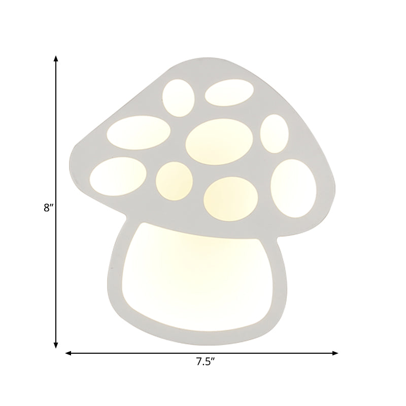Skørter | Children Slim Mushroom Wall Lamp Acrylic White LED Wall Lamp for Hall Bathroom