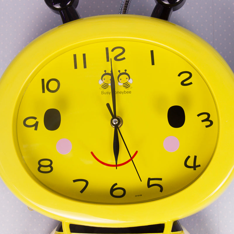 Skørter | Yellow Clock Bee Wall Lamp 1 Light Cartoon Plastic Wall Light for Boys Girls Bedroom