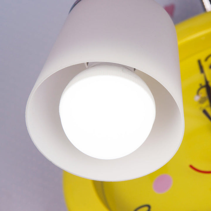 Skørter | Yellow Clock Bee Wall Lamp 1 Light Cartoon Plastic Wall Light for Boys Girls Bedroom