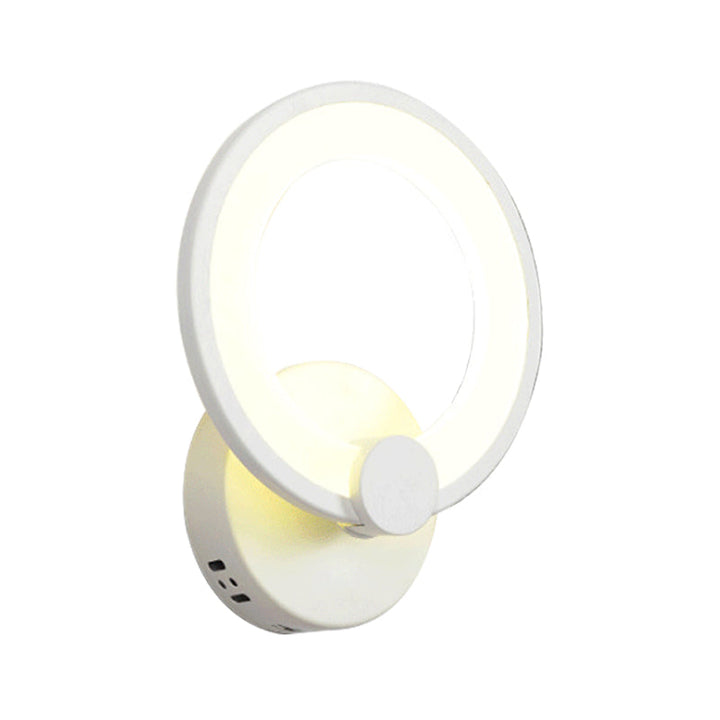 Skørter | Nordic Style White Wall Lamp with Ring Acrylic LED Wall Lamp for Bathroom Hallway