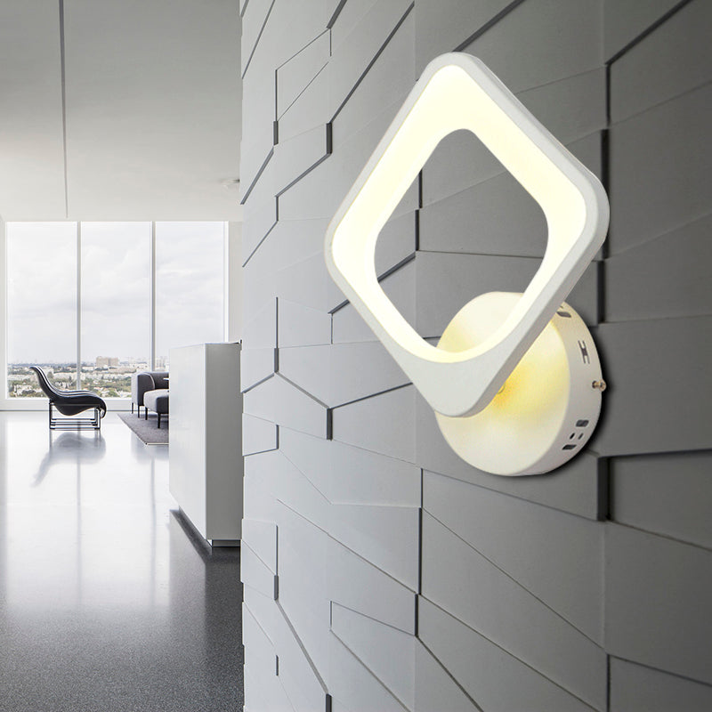 Skørter | Square Wall Lamp Simple Style Acrylic Wall Lamp in White for Staircase