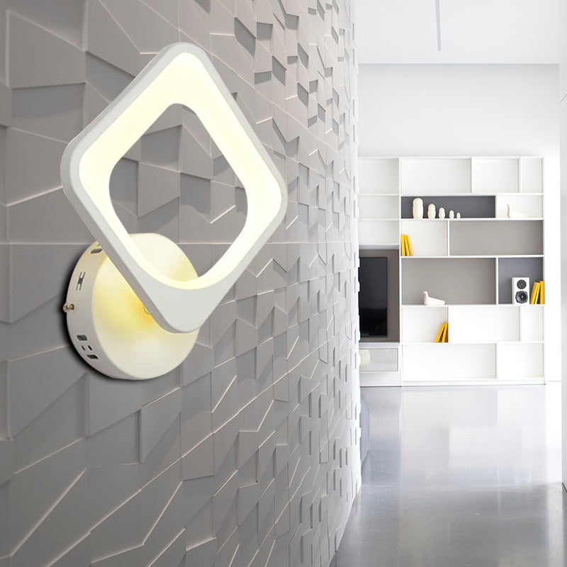 Skørter | Square Wall Lamp Simple Style Acrylic Wall Lamp in White for Staircase