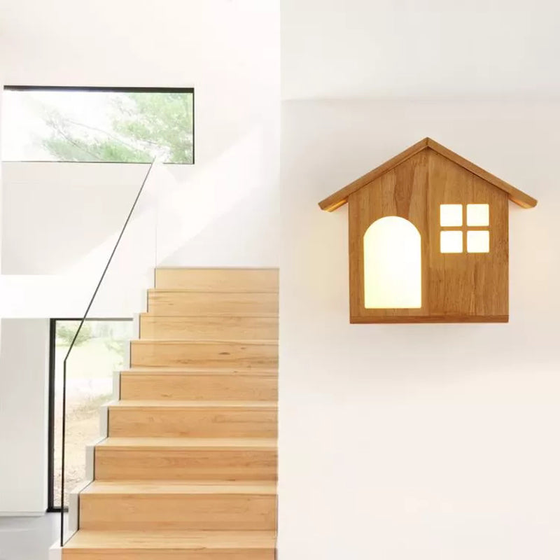 Skørter | Wood House Wall Lamp Stair Living Room Contemporary Sconces Lamp in Beige