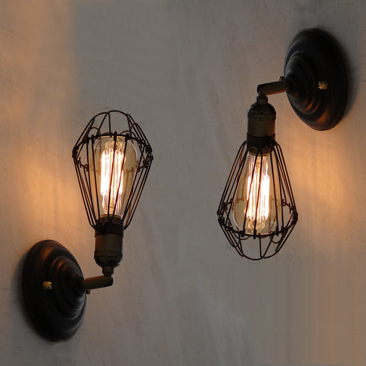 Skørter | 1 Light Mini Cage Wall Lamp Rustic Stylish Aged Brass Iron Wall Lamp Lighting for Dining Room