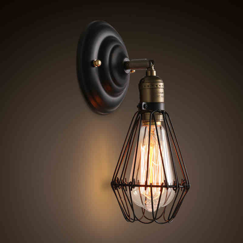 Skørter | 1 Light Mini Cage Wall Lamp Rustic Stylish Aged Brass Iron Wall Lamp Lighting for Dining Room