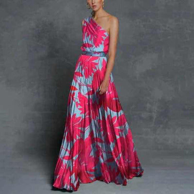 Ladies maxi dress with off-shoulder cut and floral design Lisslune