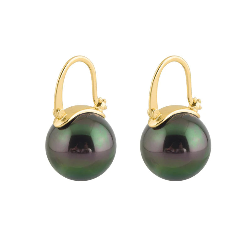 Lisslune | Black Pearl Earrings  Available in White Champagne Grey Gold and Black  Pearl Dangle Earrings