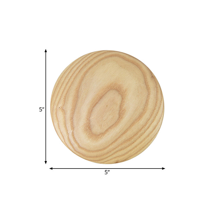Lisslune | Wooden Circle Wall Lighting Ideas Minimalism 5"/7" Width LED Beige Surface Wall Light for the Living Room