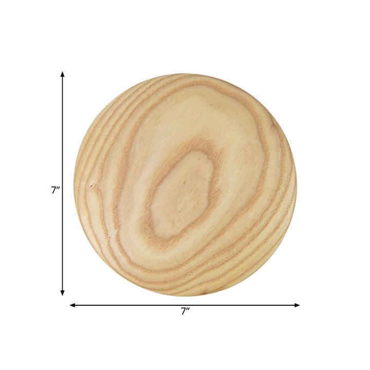 Lisslune | Wooden Circle Wall Lighting Ideas Minimalism 5"/7" Width LED Beige Surface Wall Light for the Living Room