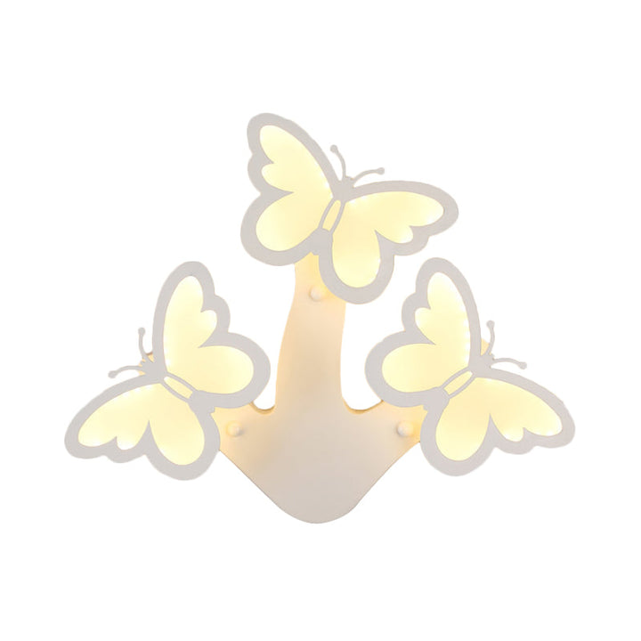 Skørter | Acrylic Butterfly Wall Light Foyer Living Room Romantic Wall Lamp in White Finish