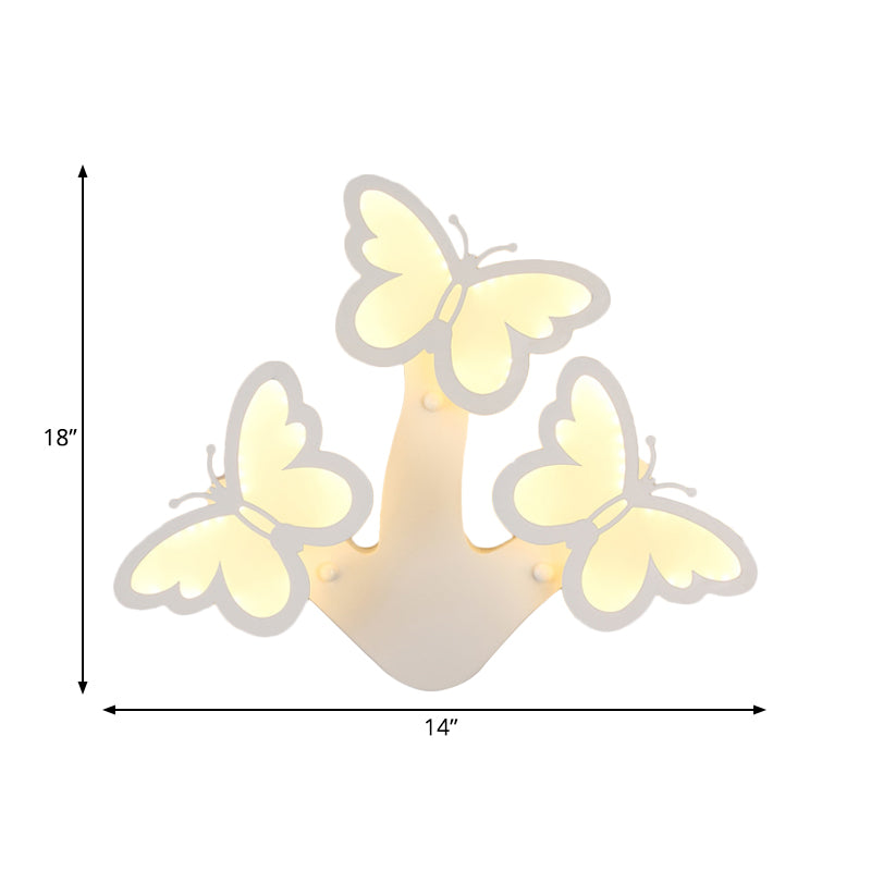 Skørter | Acrylic Butterfly Wall Light Foyer Living Room Romantic Wall Lamp in White Finish