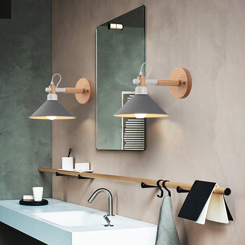 Skørter | Metal Funnel Wall Lamp Single Head Nordic Style Wall Lighting for Restaurant Bedroom