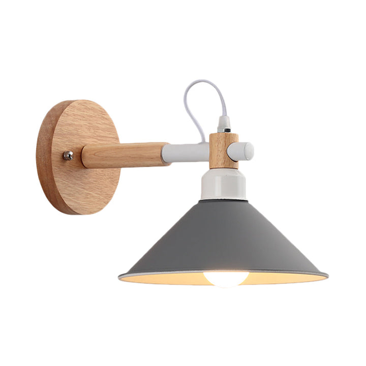 Skørter | Metal Funnel Wall Lamp Single Head Nordic Style Wall Lighting for Restaurant Bedroom