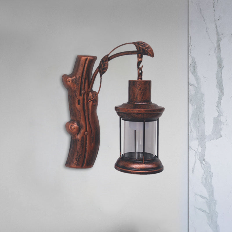 Lisslune | Kerosene Gang Wall Light Fixture Coastal Clear Glass 1 Light Black/Copper Sconce Lamp