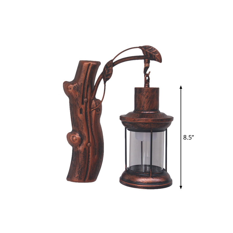 Lisslune | Kerosene Gang Wall Light Fixture Coastal Clear Glass 1 Light Black/Copper Sconce Lamp
