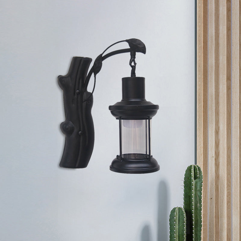 Lisslune | Kerosene Gang Wall Light Fixture Coastal Clear Glass 1 Light Black/Copper Sconce Lamp