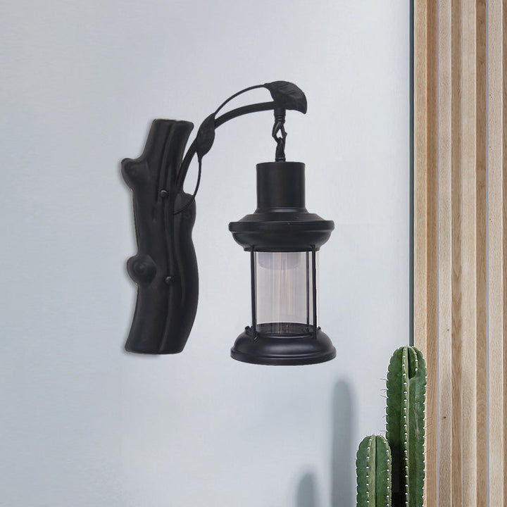 Lisslune | Kerosene Gang Wall Light Fixture Coastal Clear Glass 1 Light Black/Copper Sconce Lamp
