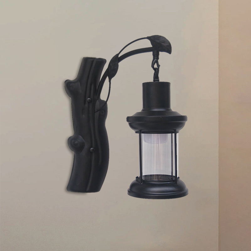 Lisslune | Kerosene Gang Wall Light Fixture Coastal Clear Glass 1 Light Black/Copper Sconce Lamp