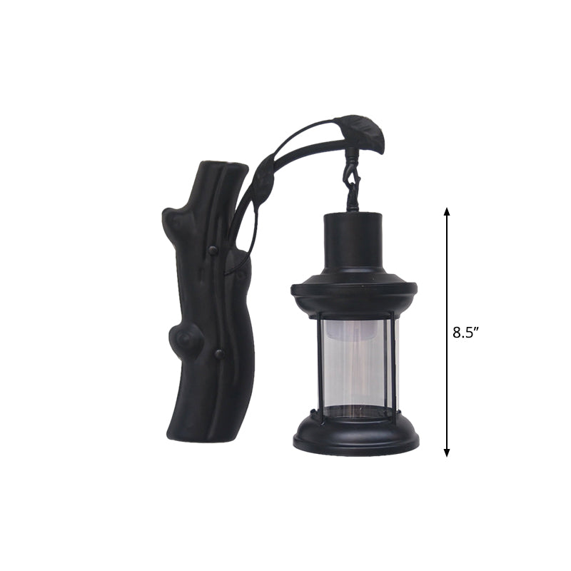 Lisslune | Kerosene Gang Wall Light Fixture Coastal Clear Glass 1 Light Black/Copper Sconce Lamp