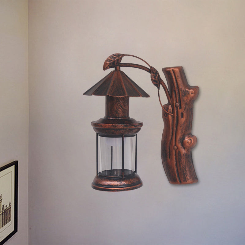 Lisslune | 1 Light Clear Glass Wall Sconces Light Retro Coastal Black/Copper Petroleum Hallway Lighting Fixture