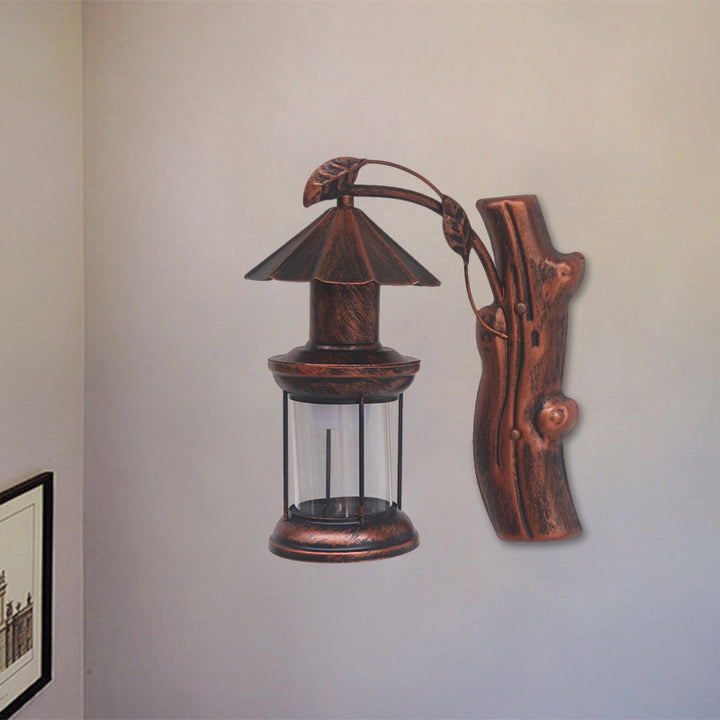 Lisslune | 1 Light Clear Glass Wall Sconces Light Retro Coastal Black/Copper Petroleum Hallway Lighting Fixture