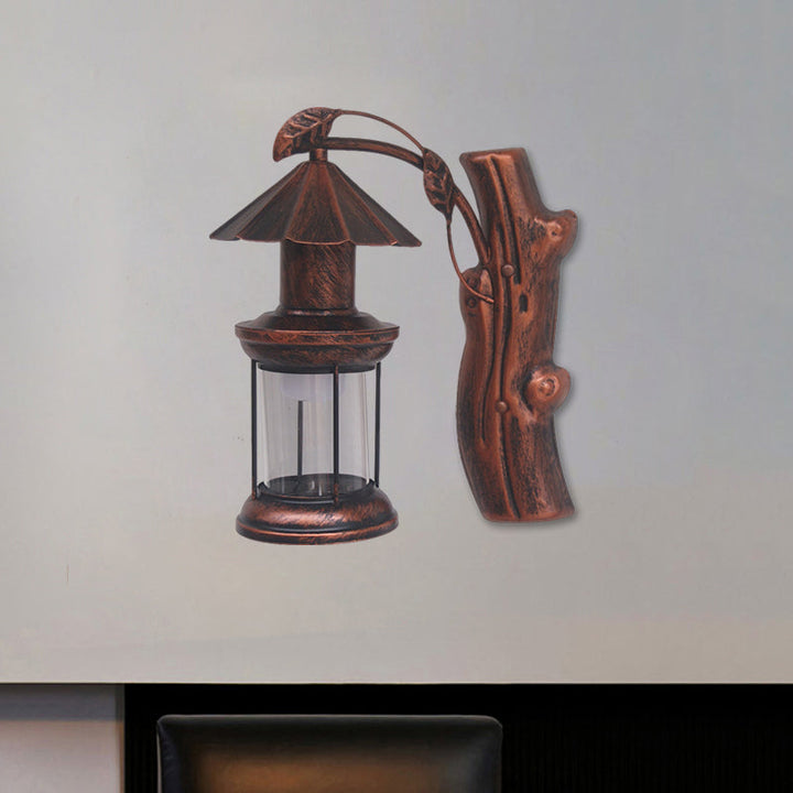 Lisslune | 1 Light Clear Glass Wall Sconces Light Retro Coastal Black/Copper Petroleum Hallway Lighting Fixture