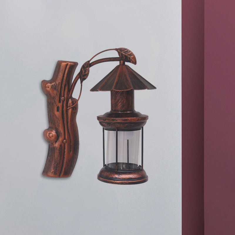 Lisslune | 1 Light Clear Glass Wall Sconces Light Retro Coastal Black/Copper Petroleum Hallway Lighting Fixture