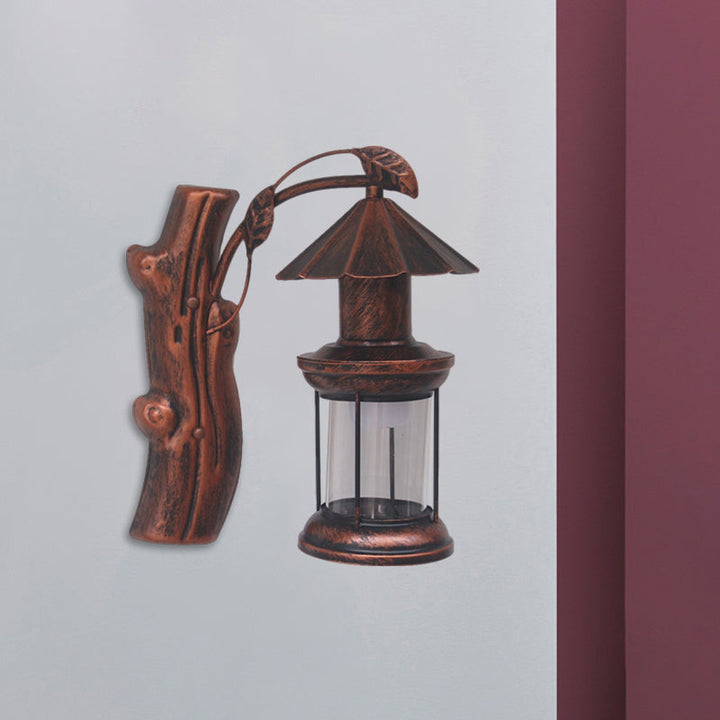 Lisslune | 1 Light Clear Glass Wall Sconces Light Retro Coastal Black/Copper Petroleum Hallway Lighting Fixture