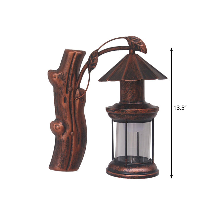 Lisslune | 1 Light Clear Glass Wall Sconces Light Retro Coastal Black/Copper Petroleum Hallway Lighting Fixture