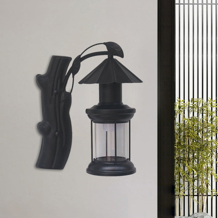 Lisslune | 1 Light Clear Glass Wall Sconces Light Retro Coastal Black/Copper Petroleum Hallway Lighting Fixture