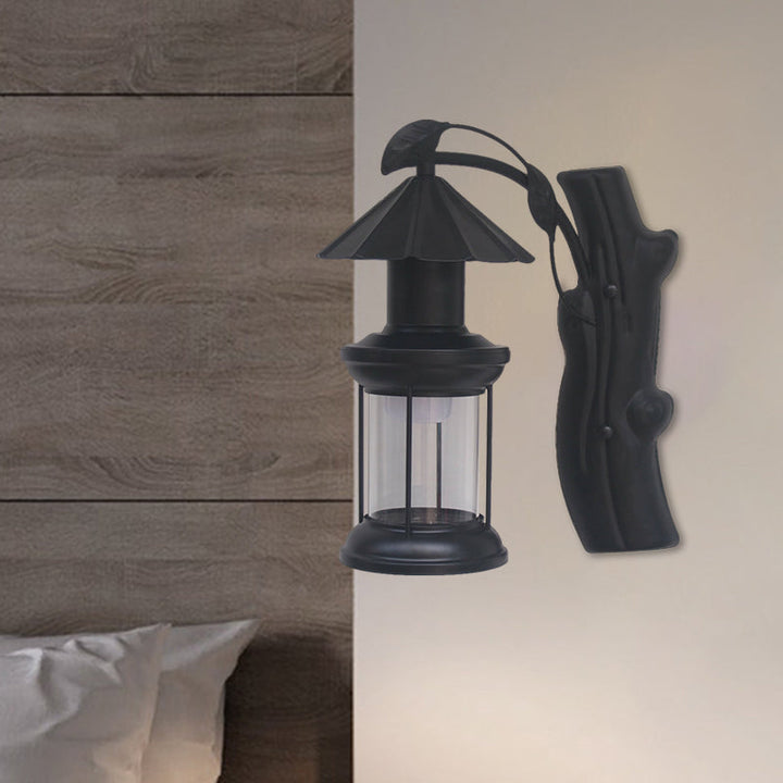 Lisslune | 1 Light Clear Glass Wall Sconces Light Retro Coastal Black/Copper Petroleum Hallway Lighting Fixture