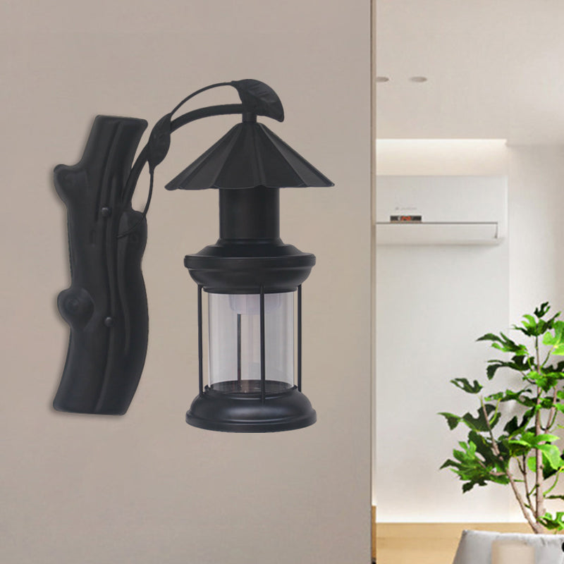 Lisslune | 1 Light Clear Glass Wall Sconces Light Retro Coastal Black/Copper Petroleum Hallway Lighting Fixture