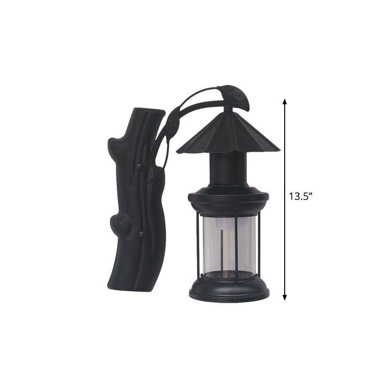 Lisslune | 1 Light Clear Glass Wall Sconces Light Retro Coastal Black/Copper Petroleum Hallway Lighting Fixture