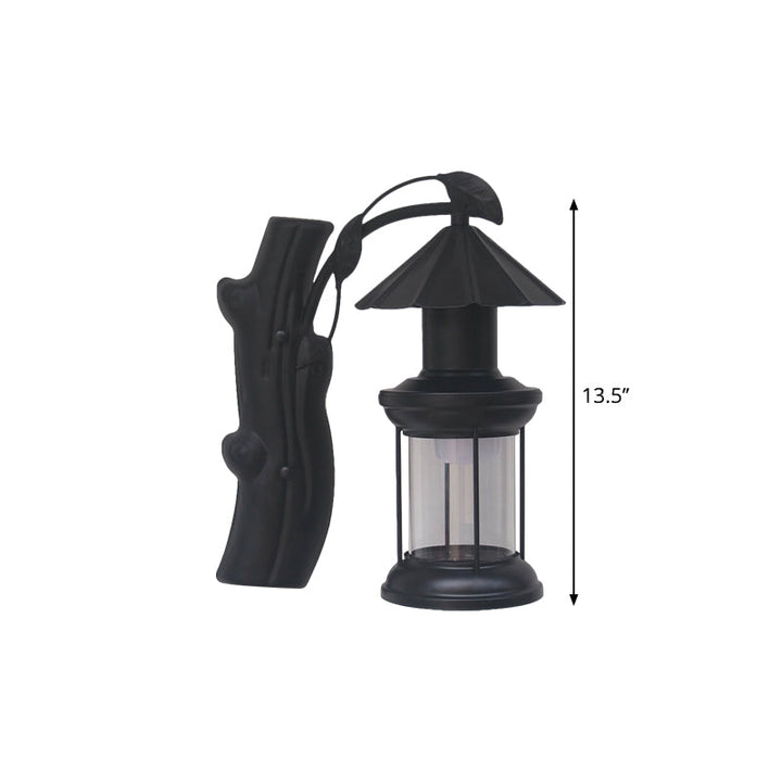 Lisslune | 1 Light Clear Glass Wall Sconces Light Retro Coastal Black/Copper Petroleum Hallway Lighting Fixture