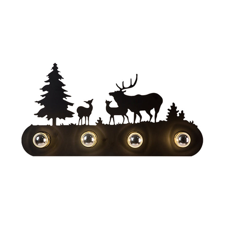Skørter | Rustic Conveyor Wall Light 4 Lamps Metal Wall Light with Deer in Black for Living Room