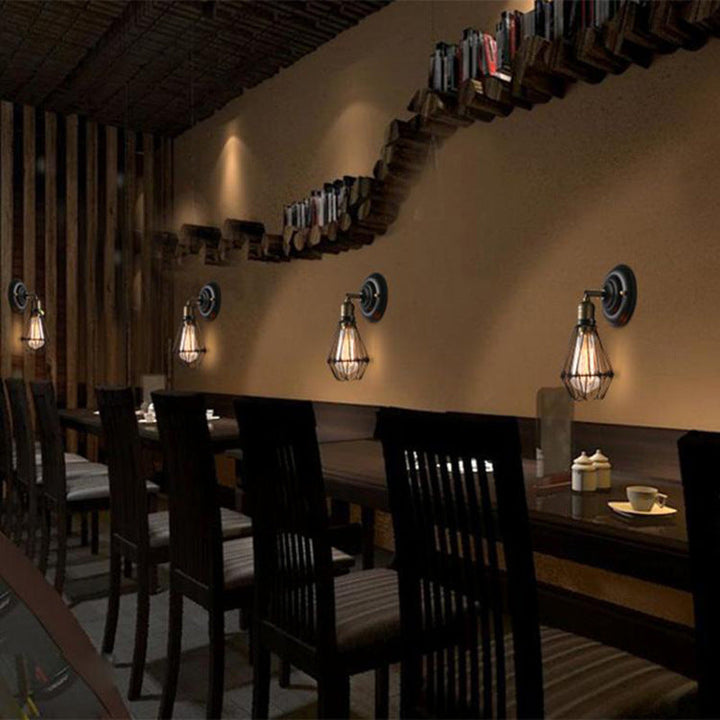 Skørter | 1 Light Mini Cage Wall Lamp Rustic Stylish Aged Brass Iron Wall Lamp Lighting for Dining Room