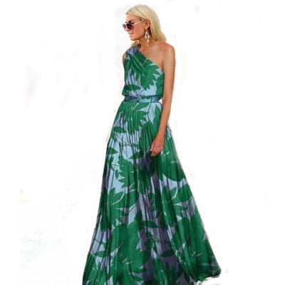 Women's maxi dress with asymmetric top and floral print Lisslune