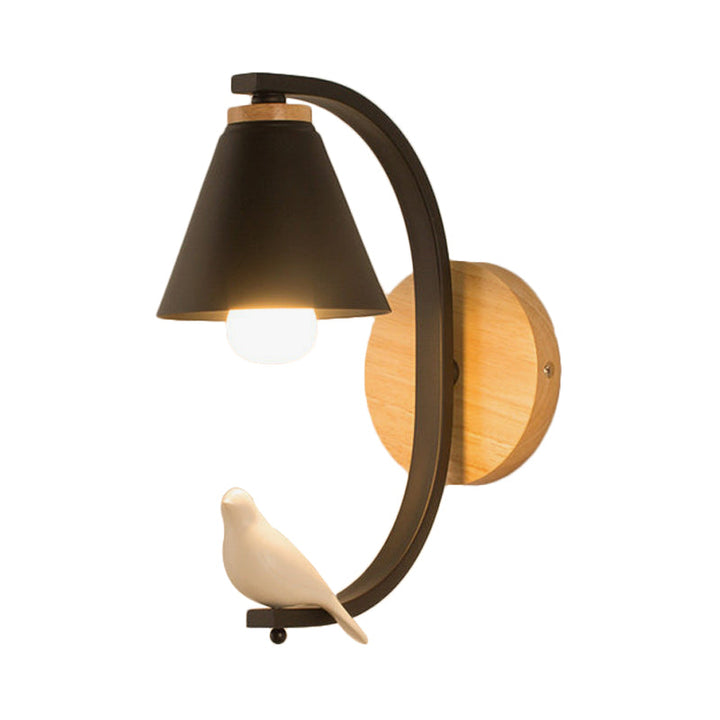 Skørter | Nordic Style Conical Wall Lamp with Bird 1 Head Metal Wall Light for Bedroom Hallway
