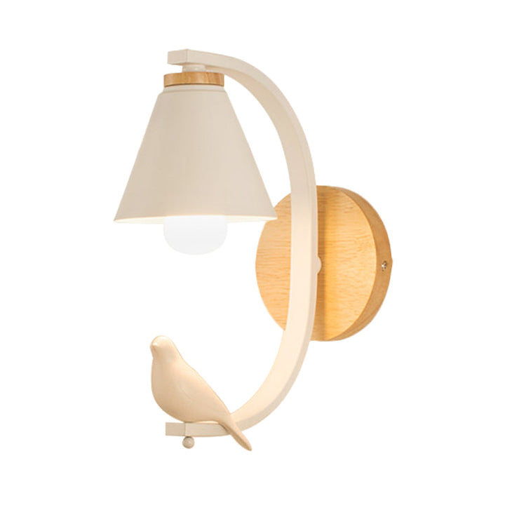 Skørter | Nordic Style Conical Wall Lamp with Bird 1 Head Metal Wall Light for Bedroom Hallway