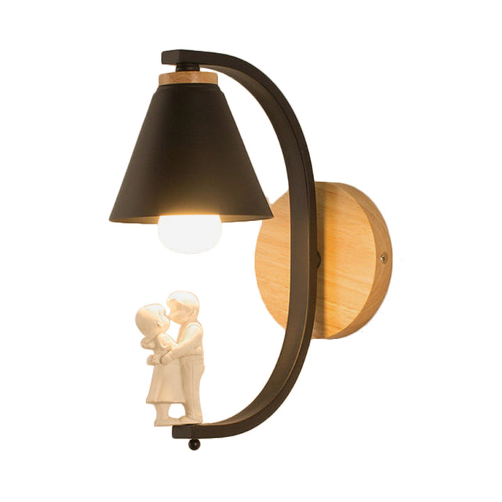 Skørter | Romantic conical wall lamp with coupling metal 1 lamp wall light for study room