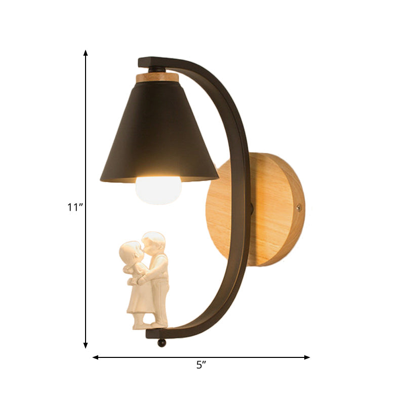 Skørter | Romantic conical wall lamp with coupling metal 1 lamp wall light for study room