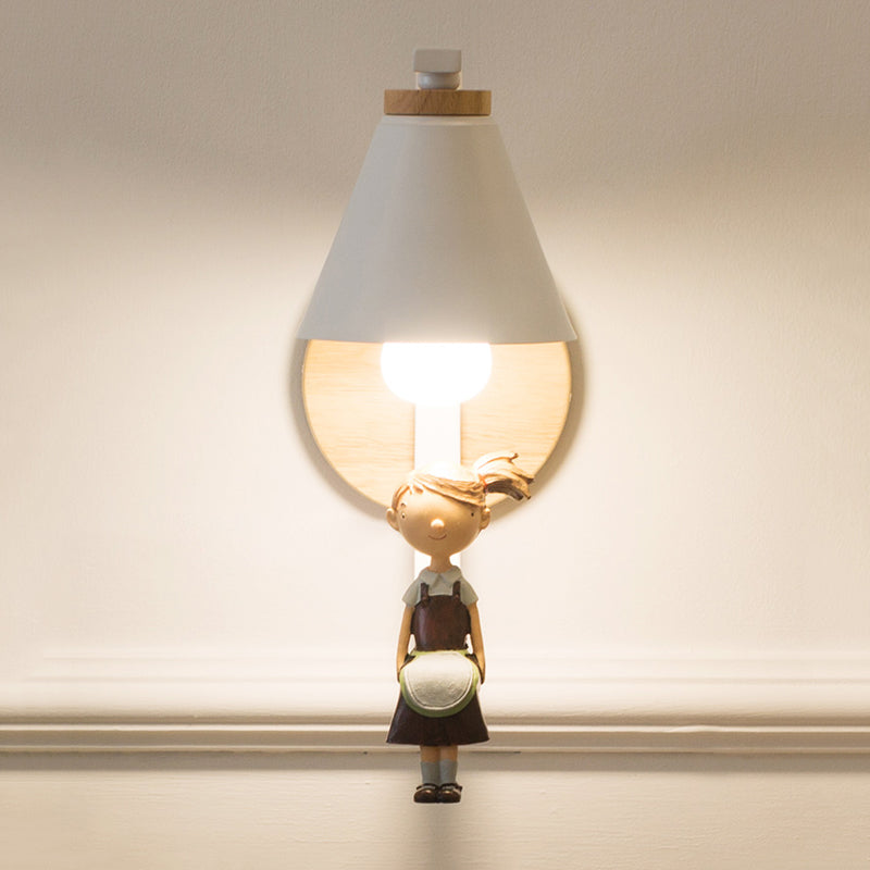 Skørter | 1 Light Funnel Shade Wall Light Nordic Style Metal Wall Lamp for Children's Bedroom Kitchen