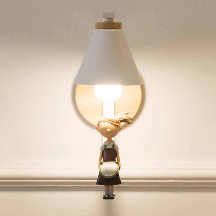 Skørter | 1 Light Funnel Shade Wall Light Nordic Style Metal Wall Lamp for Children's Bedroom Kitchen