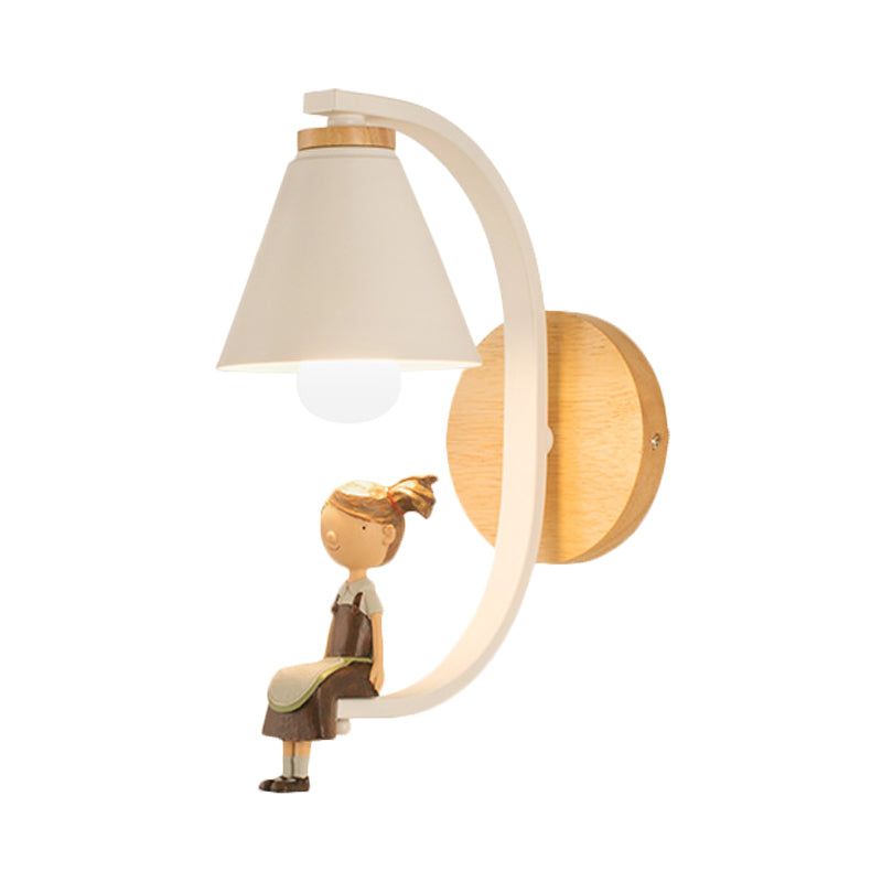 Skørter | 1 Light Funnel Shade Wall Light Nordic Style Metal Wall Lamp for Children's Bedroom Kitchen