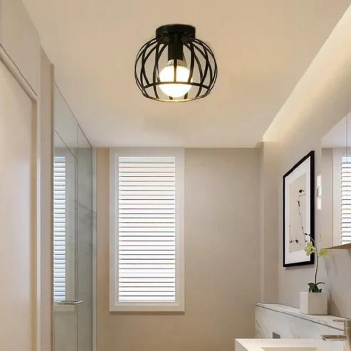 Lisslune | Modern Loft-style Ceiling Lamp with Open Cage Design