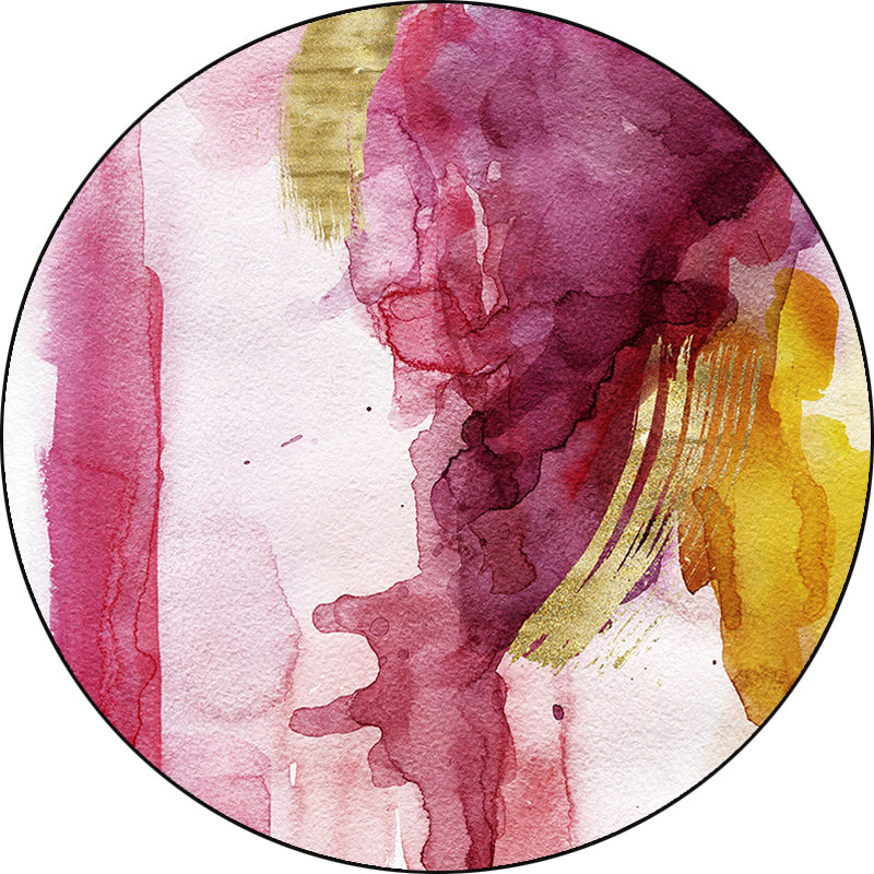 Lisslune | Modernist Study Area Rug Pink Watercolor Pattern Rug Polyester Washable Nonslip Pet-Friendly Area Rug