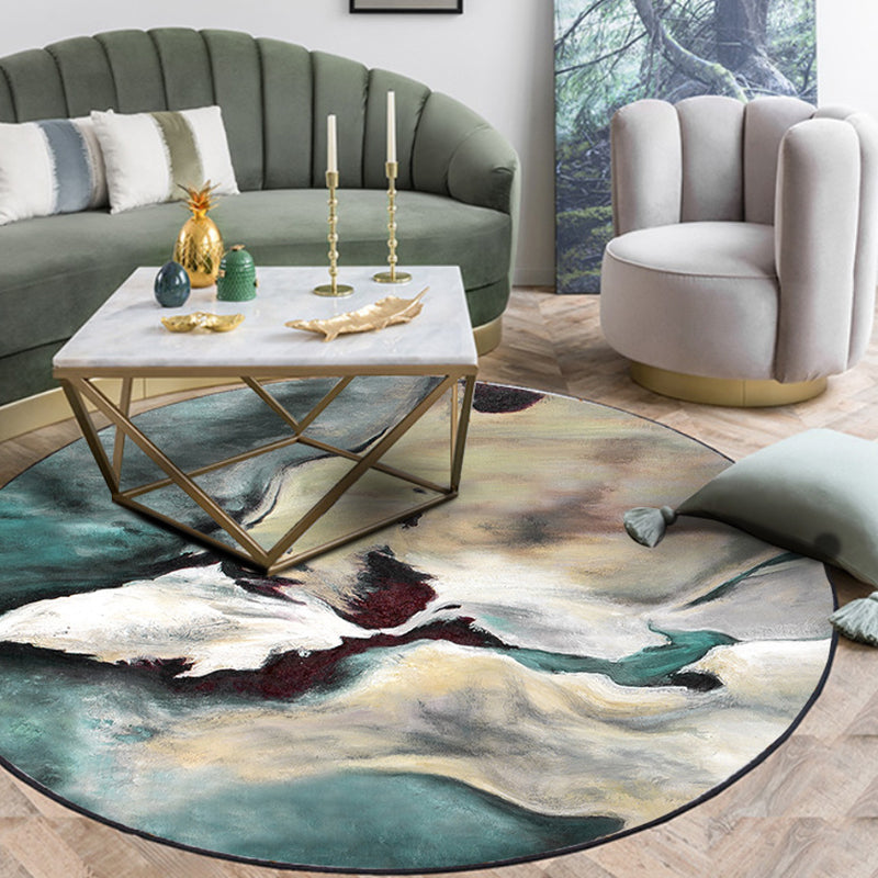 Lisslune | Simple Blue Industrial Carpet Polyester Abstract Carpet Washable Non-Slip Underlay Pet-Friendly Carpet for the Living Room