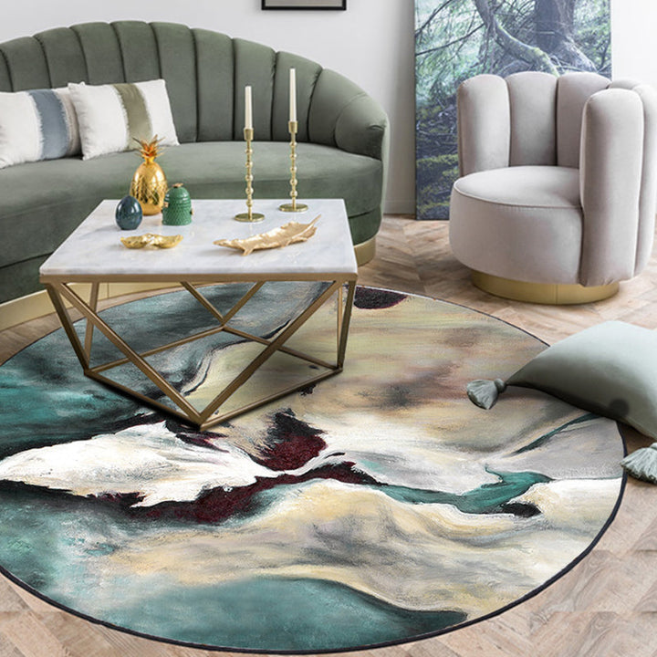 Lisslune | Simple Blue Industrial Carpet Polyester Abstract Carpet Washable Non-Slip Underlay Pet-Friendly Carpet for the Living Room