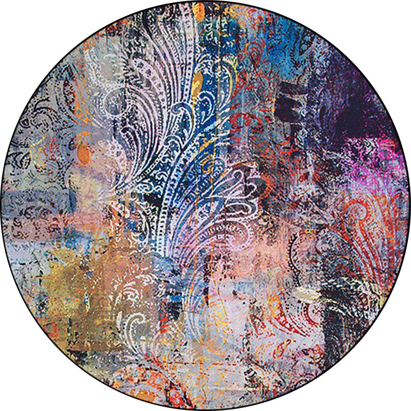 Lisslune | Unique Abstract Paisley Pattern Rug Multicolor Modern Rug Polyester Washable Non-slip Pet-friendly Area Rug for Living Room