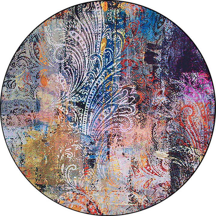 Lisslune | Unique Abstract Paisley Pattern Rug Multicolor Modern Rug Polyester Washable Non-slip Pet-friendly Area Rug for Living Room
